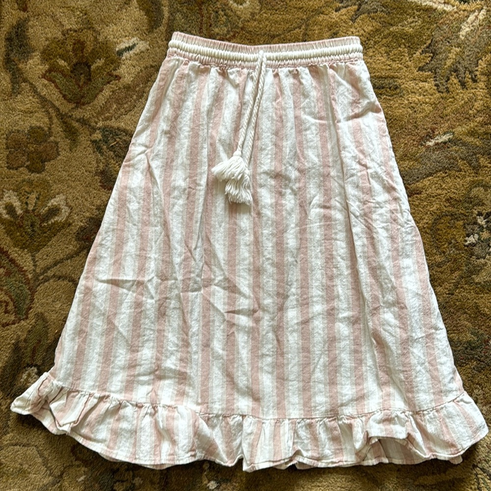 Rylee and Cru striped linen skirt